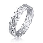 Amberta Women's 925 Sterling Silver Ring Celtic Knot Design Eternity Band: Inside Circumference 52.5 mm - Size M