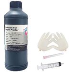 AYMSous Black Ink Universal Refill Ink Kit Dye Ink 500ml Work for Canon HP Epsn Brother Injet Printers Refillable Cartridge CISS CIS System (16.9 oz) with Syringe & Glove