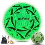 MILACHIC Soccer Ball, Glow in The Dark Soccer Ball Size 4 for Teens, Green Glowing Luminous Soccer Ball Gift for Men Women Indoor Outdor Soccer Training (with Pump)