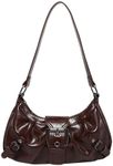 Verdusa Women's Y2k Purse Top Handle Shoulder Bag Buckle Punk Hobo Clutch Purses Bags Maroon One-Size