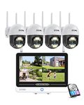 ZOSI 2K WiFi Security Camera System with 12.5'' Monitor, 8CH NVR Wireless CCTV System, 4X3MP Pan/Tilt WiFi Cameras Outdoor, Color Night Vision, Human detection, Spotlight, 2-Way Audio, Remote Access