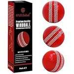 ONEGlobal Premium Windball Soft Cricket Ball | Durable, Colour Seam, Realistic Bounce & Swing | Wind Ball Cricket Ball for Indoor & Outdoor Coaching, Practice, Garden & Beach (3Pack - RED)