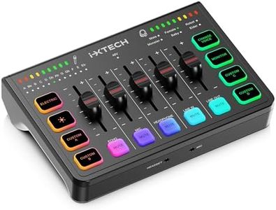 IXTECH Gaming Audio Mixer 4 Channel Soundboard, Streaming RGB PC Audio Interface with XLR Microphone Support, Audio Equalizer for Gaming Podcast Streaming Karaoke, Individual Volume Controls (Black)