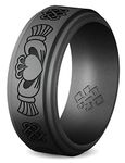 Knot Theory Claddagh Silicone Ring for Men - Dark Silver Size 12, Breathable Comfort Fit 8mm Bandwidth