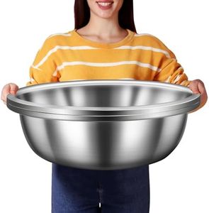 FillTouch 2 Pack Large Mixing Bowl Oversized All Purpose 304 Stainless Steel Bowls Polished Mirror Metal Bowl Flat Base Bowl for Home or Commercial Prepping Baking Mixing Marinating (20 Qt)