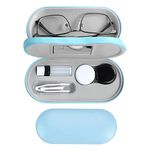 MUDOR 2 in 1 Contact Lens Case, Double Sided Contact Lens Travel Kit Includes Remover Tool with Tweezers,Dual Use Design for Contact Lens case and Glasses case (Light Blue)