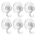 VIS'V Wreath Hanger, Large Clear Heavy Duty Suction Cup Wreath Hooks 22 LB Removable Strong Window Glass Door Suction Cup Wreath Holder for Halloween Christmas Wreath Decorations - 6 Pcs