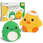 Lvemilio Crochet Kit for Beginners with Easy Peasy Yarn，Crochet Starter Kit with Step-by-Step Video Tutorials, Learn to Crochet Kit for Adults and Kids, Knitting Kit with 2 Pack Animal
