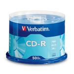 Verbatim CD-R 700MB 80 Minute 52x Recordable Disc - 50 Pack Spindle Silver