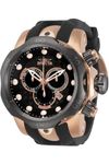 INVICTA Men's 0361 Reserve Collection Venom Chronograph Black Polyurethane Watch, Black/Rose Gold, Chronograph