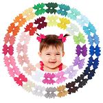 80Pieces Baby Girls Clips 2" Mini Hair Bow Grosgrain Ribbon Hair Bows with Fully Ribbon Lined Alligator Clips for Baby Girls Infant Toddlers Kids 40 Colors in Pairs