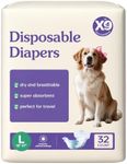 X9 Disposable Female Dog Diapers Leak-Proof Breathable Super Absorbent Pet Nappies with Elastic Waist & Adjustable Fur-Friendly Fasteners for Female Dogs, Incontinence and Potty Training (1, Large)
