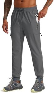 Willit Men's Hiking Joggers Travel Athletic Pants Lightweight Quick Dry Outdoor Running Pants with Zipper Pockets Deep Gray S