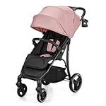 Kinderkraft TRIG2 Lightweight Stroller from Birth to 24 kg, Baby Pushchair, Easy Folding with One Hand, All Wheels Suspension, Ajustable Hood, Lie-Flat Position, Pink