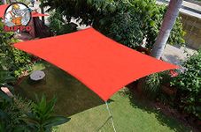 HIPPO Shade Sail 12 x 16 ft 180 GSM Sun Shade 90% UV Block for Canopy Cover, Outdoor Patio, Garden, Pergola, Balcony Tent (Red, Customized, Pack of 1)
