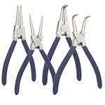 4 Pack 7 inch Snap Ring Pliers Set Heavy Duty Internal/External Circlip Pliers Kit with Straight Bent Jaw Precision Spring Loaded Pliers for Ring Remover Retaining