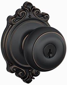 Schlage F51A GEO 716 BRK Brookshire Collection Georgian Keyed Entry Knob, Aged Bronze