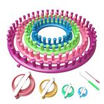 Readaeer Round Knitting Loom Kit with Hook Yarn Needle & Pompom Maker Knitting Loom Set for Hats Scarves Socks