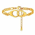 FindChic Handcuffs Ankle Bracelets for Women Partners in Crime 18K Gold Plated Punk Jewelry 8.5'' Adjustable Ankle Chain Foot Link Infinity Anklets for Girls