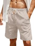 COOFANDY Men's Linen Flat Front Shorts Casual Lightweight Elastic Waist Shorts