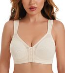 Curyon Women's Front Closure Back Support Minimiser Bra Full Figure Jacquard Nude 36D