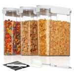 Vtopmart 3Pack Cereal Storage Container Set, BPA Free Plastic Airtight Food Storage Containers for Cereal, Snacks and Sugar, 4 L Cereal Dispensers