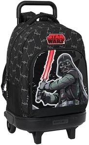 Star Wars The Fighter - Mochila Grande con Ruedas, Compacta, Extraíble, Ideal para Niños de Diferentes Edades, Cómoda y Versátil, Calidad y Resistencia, 33x22x45 cm, Color Negro