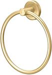 Gatco 4233 Latitude II European Toilet Tissue Holder & 4235 Latitude II, Single Robe Hook, Brushed Brass/Wall Mounted Towel & 4232 Latitude II, Towel Ring, Brushed Brass/Wall Mounted 6.50"