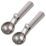 Kuber Industries Stainless Steel Ice Cream Scoop with Trigger Release- Pack of 2 (Silver), Standard