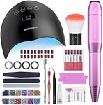 MelodySusie Acrylic Nail Kit with Everything, Portable Electric Nail Drill, 48W UV LED Nail Lamp, 3D Nail Art Decoration, All-In-1 Compact Efile Electrical File Kit for Gel Nails