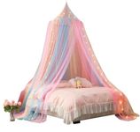 ZIQINPSQ Bed Canopy for Girls,Rainbow Canopy For Bed,Princess Mosquito Net Play Tent For Kids,Hanging Bed Net Cover For Girls Room Decor (Rainbow)