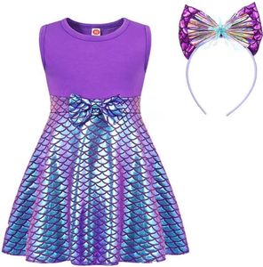 HenzWorld Mermaid Costume for Girls Princess Dress up Clothes for Little Girls Cosplay Birthday Party Clothes 7-8 Years