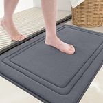 Grandaily Memory Foam Bath Mat Rug, Ultra Soft, Non-Slip and Absorbent Bathroom Rugs, Machine Wash Dry, Comfortable Bath Rug Carpet for Bathroom Floor, Tub and Shower, 30x20, Dark Grey