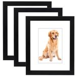 8x10 Black Picture Frame Set of 3,Display Pictures 5x7 with Mat or 8 x 10 without Mat,Multi Photo Frames Collage for Wall or Tabletop Display,5x7 Picture Frame Christmas Gift Black Picture Frames