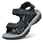 iNTLPPY Men's Hiking Sport Sandals Open Toe Lightweight Outdoor Water Sandals, Black Grey, 7 UK