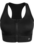 Yvette High Impact Sports Bra for Women Full Coverage High Support Racer Back Sports Bras for Plus Size, Black, X-Large More