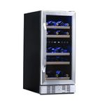 Newair Slim Dual Zone Built-In Wine/Beverage Cooler and Refrigerator, 29 Bottle Capacity Standing Fridge with Double-Layer Tempered Glass Door, AWR-290DB
