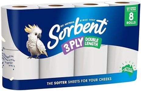Sorbent 3PLY Double Length Toilet Paper - 8 Pack