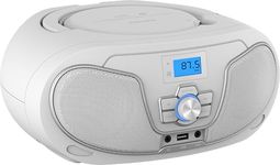Philips CD Player Boombox, Dynamic Bass Boost with Bluetooth, FM Radio, USB Playback and AUX Input, Portable Top Charging Boombox, Clear Stereo, RW/MP3 Compatible (White)