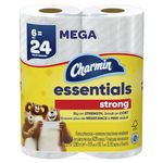 Charmin Essentials Strong 2-Ply Toilet Paper Rolls, 10" x 5-1/4", White, 429 Sheets Per Roll, Pack Of 6 Rolls