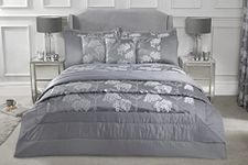 Emma Barclay Blossom - Embellished Jacquard Quilted Bedspread Set in Silver - To Fit Double/King