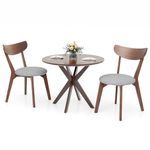 ERGOMASTER Dining Table Set for 2, Small Kitchen Table Chairs Set of 2, Mid-Century Wooden Round Dining Table and Two Dining Chairs for Dining Room, Kitchen, Café, Restaurant, Living Room…