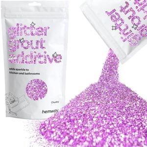 Hemway Glitter Grout Additive 100g / 3.5oz Grout Tile Additive for Tiles Bathroom Wet Room Kitchen - Waterproof & Easy to Mix - Chunky (1/40" 0.025" 0.6mm) - Lavender Purple