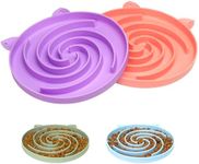 Bifeaw Silicone Slow Cat Bowl Feeder - Cat Slow Feeder Dry Wet Food for Healthy Eating - Easy to Clean (Purple and Pink)