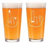 16 oz Beer Pint Glass Gift Set Of 2 Wedding Ring Fingers Mr and Mrs Engagement Wedding Gift Bride Groom