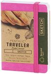 Pentalic 3" x 4" Pocket Sketchbook Traveler Journal, 160 Pages, Bright Pink