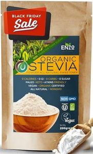 Easy Use Organic Stevia Powder 200g (7.05oz / 1600 Servings) All Natural Alternative Sweetener 12 x Sweeter than Processed Sugar with No Artificial additives & fillers