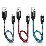 Micro USB Cable 1ft, iSeekerkit Short Nylon Braided Fast Charger Cable USB to Micro USB 2.0 Android Charging Cord Compatible for Galaxy S7 S6, LG, Nokia, PS4, Controller