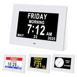 TMCC Dementia Clock - 7 Inch Digital Day Calendar Clock with 12 Alarms, High Contrast Display, Full Spelling Date/Day/Month (Memory Loss/Seniors/Alzheimer's), Good Gifts for People with Dementia