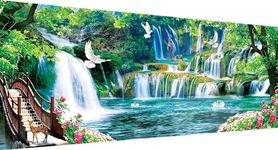 DIY 5D Diamond Painting Full Round Drill Kits Rhinestone Picture Large Waterfall Art Craft for Home Wall Decor (35.5 x 15.7 inch)